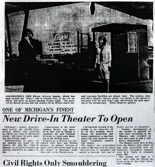 Capri Drive-In Theatre - News Article (newer photo)